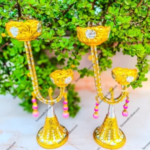 Brass Kamakshi vilakku Kamakshi diya brass gold polish South Indian pooja lamp Decorative brass diya for mandir Handcrafted deepam for pooja Brass oil lamp for temple use Saraswathi Silver brass items Gold silver polish brass diya
