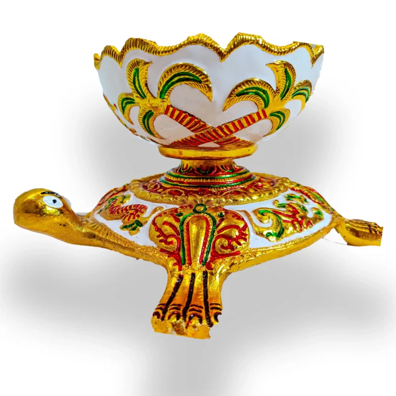 Vastu turtle bowl, Lakshmi coin bowl, Meenakari copper bowl, Money bowl for wealth, Vastu item for home, Copper turtle bowl, Spiritual gift item, Auspicious decor item,